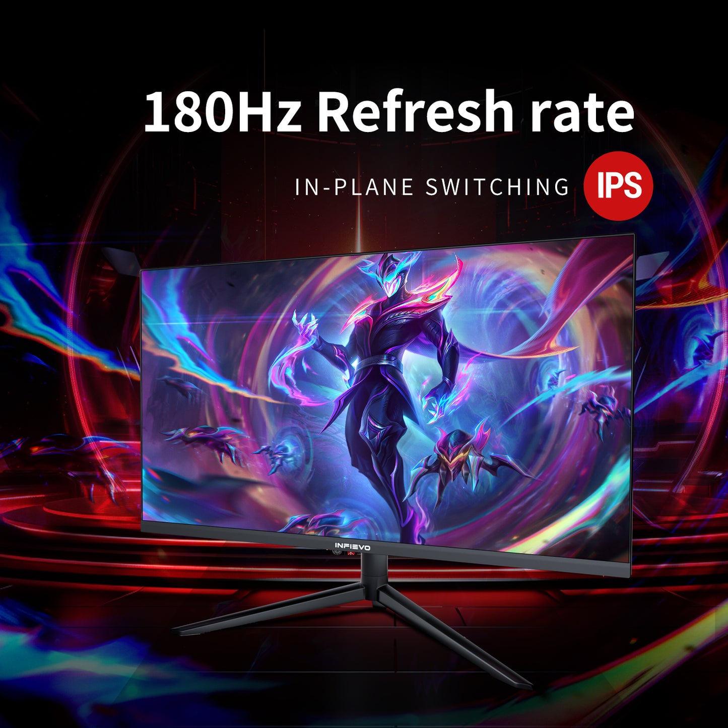 INFIEVO Gaming Monitor 27 Inch QHD 1440P Computer Monitor 180Hz IPS 1ms, FreeSync, Ultra-Thin PC Monitor, VESA Compatible, Liftable and Pivotable Stand, Eye Care, HDMI/DPX2