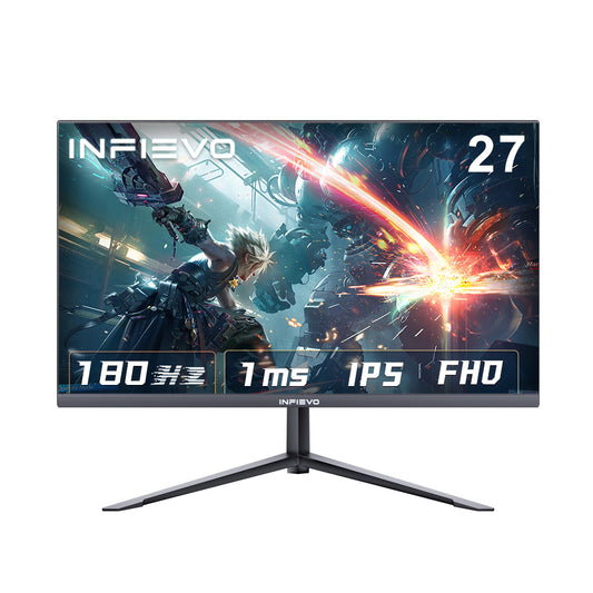 INFIEVO Gaming Monitor 27 Inch FHD 1080P Computer Monitor 180Hz IPS 1ms, FreeSync, Ultra-Thin PC Monitor, VESA Compatible, Tilt Adjustable, Eye Care Technology, HDMI/DP