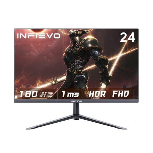 INFIEVO Gaming Monitor 24 Inch FHD 1080P Computer Monitor 180Hz VA 1ms, FreeSync, Ultra-Thin PC Monitor, VESA Compatible, Tilt Adjustable, Eye Care Technology, HDMI/DP