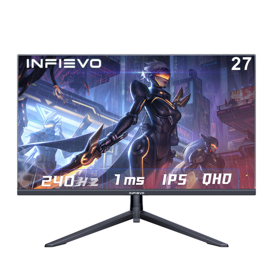 INFIEVO Gaming Monitor 27 Inch QHD 1440P Computer Monitor 240Hz IPS 1ms, FreeSync, Ultra-Thin PC Monitor, VESA Compatible, Liftable and Pivotable Stand, HDMI/DP X2, Eye Care, Built-in Speakers