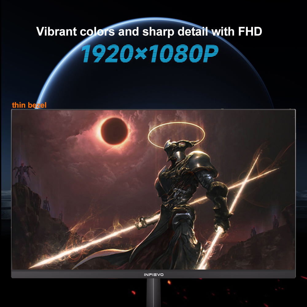 INFIEVO Gaming Monitor 24 Inch FHD 1080P Computer Monitor 180Hz VA 1ms, FreeSync, Ultra-Thin PC Monitor, VESA Compatible, Tilt Adjustable, Eye Care Technology, HDMI/DP